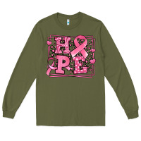 Army Green Western Hope Breast Cancer Awareness Ribbon Long Sleeve Tee - LillyAllenDesigns
