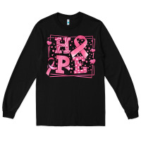 Black Western Hope Breast Cancer Awareness Ribbon Long Sleeve Tee - LillyAllenDesigns