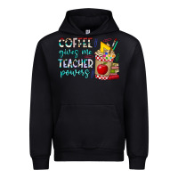 Black Coffee Gives Me Teacher Powers Urban Hoodie - CowhideDigitalArt