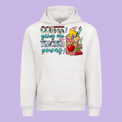 Coffee Gives Me Teacher Powers Urban Hoodie Designed By Cowhidedigitalart