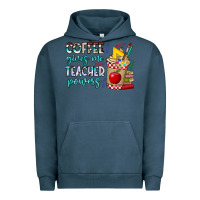 Pigment Midnight Navy Coffee Gives Me Teacher Powers Urban Hoodie - CowhideDigitalArt