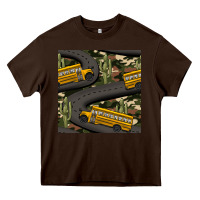Chocolate Brown cactus camouflage school bus seamless pattern Heavy Core Tee - BundleAndBundleShop
