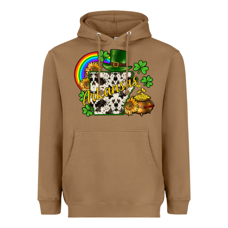 Arkansas Map St. Patrick's Heavyweight Hoodie by CowGirlArtShop | Teevron