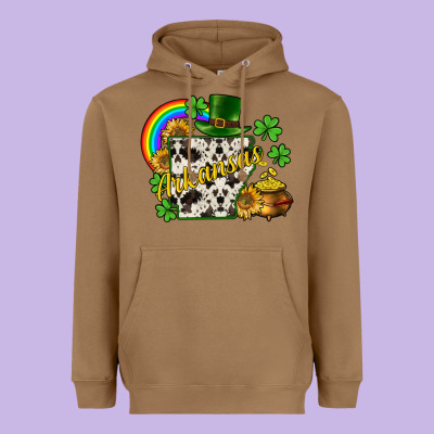 Arkansas Map St. Patrick's Heavyweight Hoodie Designed By Cowgirlartshop