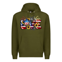 Army Green Love 4th of july Premium Hoodie - CowGirlArtShop