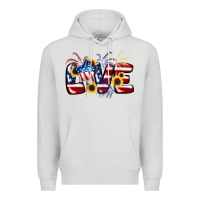 Dove Grey Love 4th of july Premium Hoodie - CowGirlArtShop