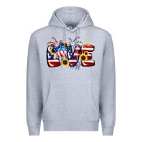 Heather Grey Love 4th of july Premium Hoodie - CowGirlArtShop