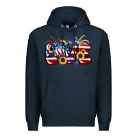 Navy Love 4th of july Premium Hoodie - CowGirlArtShop