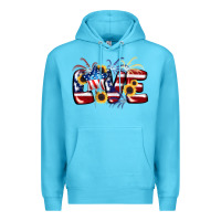 Ocean Blue Love 4th of july Premium Hoodie - CowGirlArtShop