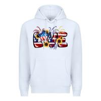 White Love 4th of july Premium Hoodie - CowGirlArtShop