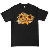 Black sunflower glitter leather patch Premium Tee - AdoDesignShop