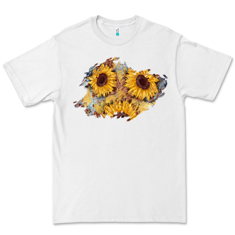 Sunflower Glitter Leather Patch Premium Tee by AdoDesignShop | Teevron
