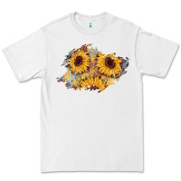 White sunflower glitter leather patch Premium Tee - AdoDesignShop