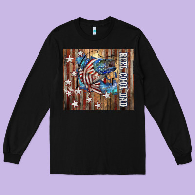 Western Reel Cool Dad American Flag Bass Long Sleeve Tee Designed By Lillyallendesigns
