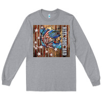 Heather Grey Western Reel Cool Dad American Flag Bass Long Sleeve Tee - LillyAllenDesigns