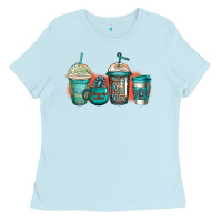 Baby Blue turquoise junkie coffee cups Ladies Tee - Jasminsmagicworld
