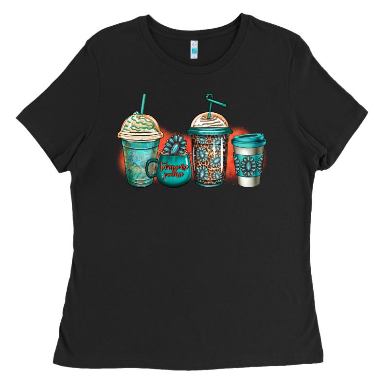 Turquoise Junkie Coffee Cups Ladies Tee by Jasminsmagicworld | Teevron