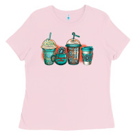 Bubblegum Pink turquoise junkie coffee cups Ladies Tee - Jasminsmagicworld