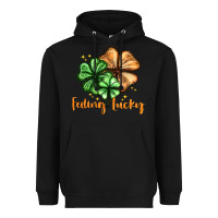 Black Feeling lucky with clover Heavyweight Hoodie - HowdyJamesFarm