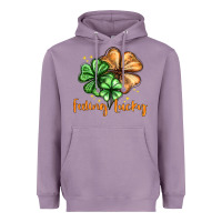 Lavender Feeling lucky with clover Heavyweight Hoodie - HowdyJamesFarm