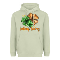Matcha Feeling lucky with clover Heavyweight Hoodie - HowdyJamesFarm