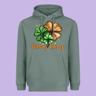 Feeling Lucky With Clover Heavyweight Hoodie Designed By Howdyjamesfarm