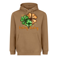 Toasted Coconut Feeling lucky with clover Heavyweight Hoodie - HowdyJamesFarm
