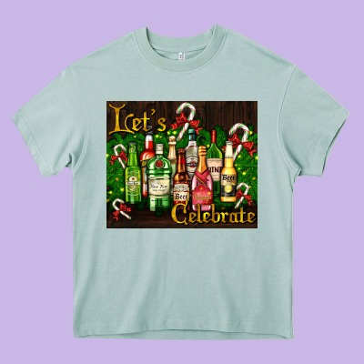 Christmas Cocktail Heavy Core Tee Designed By Adodesignshop