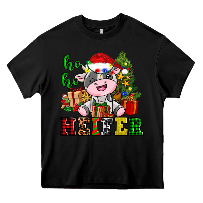 Ho Ho Heifer Little Cute Christmas Cow Heavy Core Tee by AdoDesignShop | Teevron