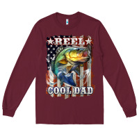 Burgundy Reel Cool Dad Bass 4th of July Long Sleeve Tee - LillyAllenDesigns