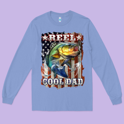 Reel Cool Dad Bass 4th Of July Long Sleeve Tee Designed By Lillyallendesigns