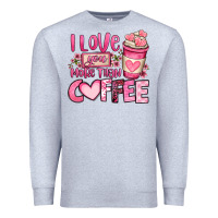Heather Grey i love you more than coffee valentines day Premium Sweatshirt - OliviaCreatesArt