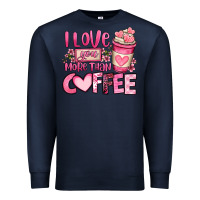 Navy i love you more than coffee valentines day Premium Sweatshirt - OliviaCreatesArt