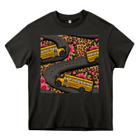 Asphalt flower leopard school bus seamless pattern Heavy Core Tee - BundleAndBundleShop