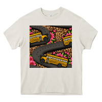 Cream flower leopard school bus seamless pattern Heavy Core Tee - BundleAndBundleShop