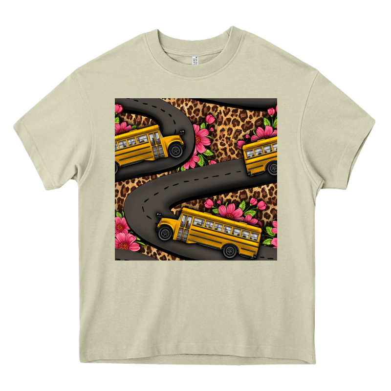 Flower Leopard School Bus Seamless Pattern Heavy Core Tee by BundleAndBundleShop | Teevron