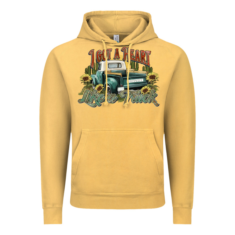 I Got A Heart Like A Truck Western Sunflower Vintage Hoodie by NancyCooperArtShop | Teevron