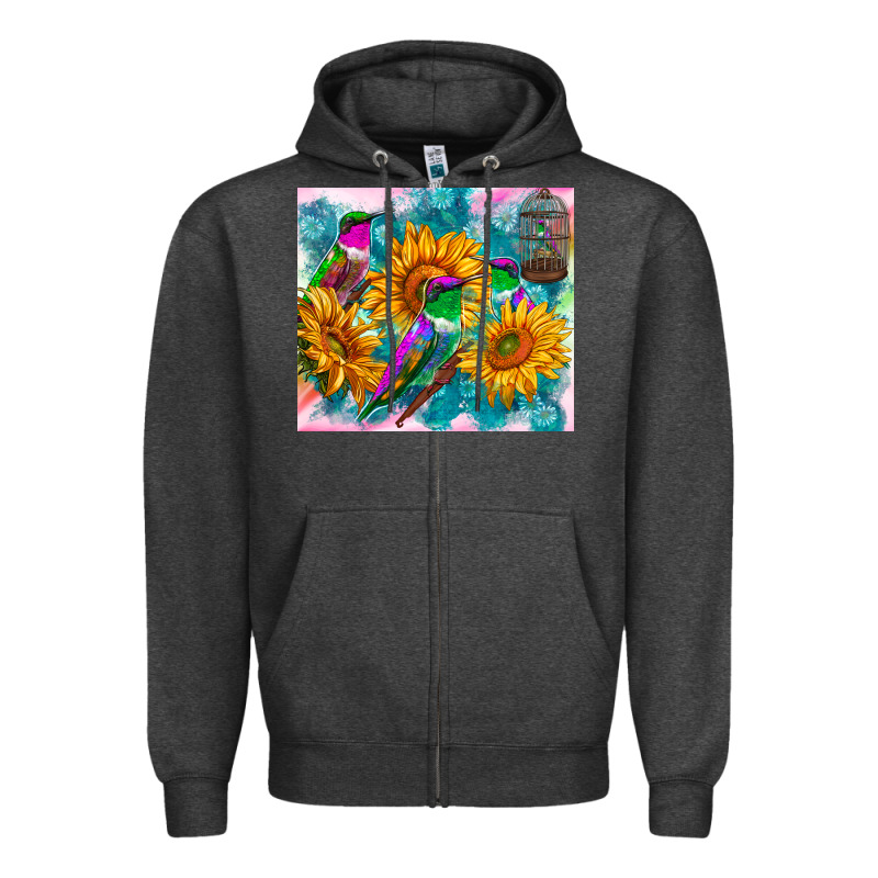Hummingbirds Sunflower Zipper Hoodie by TumblerDesignByShophia | Teevron