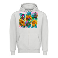 Dove Grey hummingbirds sunflower Zipper Hoodie - TumblerDesignByShophia