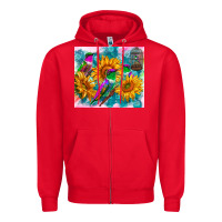 Red hummingbirds sunflower Zipper Hoodie - TumblerDesignByShophia