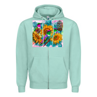 Seafoam hummingbirds sunflower Zipper Hoodie - TumblerDesignByShophia