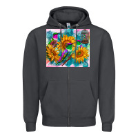 Smoke hummingbirds sunflower Zipper Hoodie - TumblerDesignByShophia