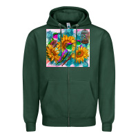 Sports Green hummingbirds sunflower Zipper Hoodie - TumblerDesignByShophia