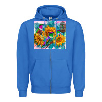 True Royal hummingbirds sunflower Zipper Hoodie - TumblerDesignByShophia