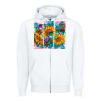 White hummingbirds sunflower Zipper Hoodie - TumblerDesignByShophia