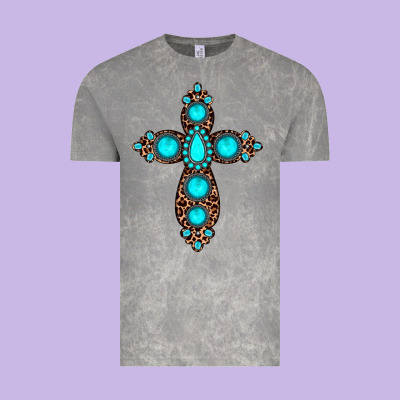 Gemstone Leopard Cross Vintage Tee Designed By Jahusdesignshop