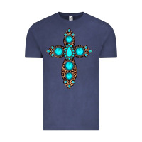 Vintage Denim gemstone leopard cross Vintage Tee - JahusDesignShop