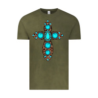 Vintage Olive gemstone leopard cross Vintage Tee - JahusDesignShop
