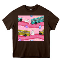 Chocolate Brown easter school bus seamless pattern Heavy Core Tee - BundleAndBundleShop