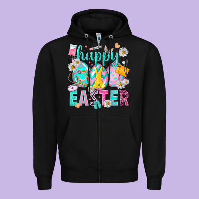 Happy Easter Egg Nurse Zipper Hoodie Designed By Howdyjamesfarm